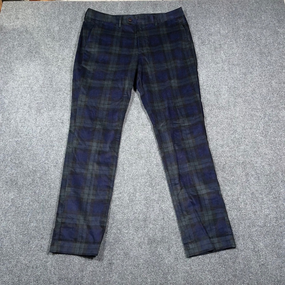 Bonobos Weekday Warrior Dress Pants Mens 33x30 Tartan Plaid Stretch Navy Green